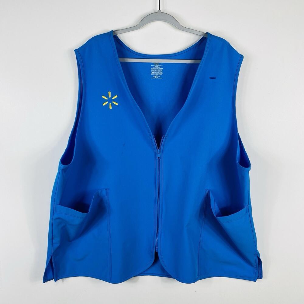 Walmart Employee Vest 3XL Blue Zip Up Embroidered Logo Pockets